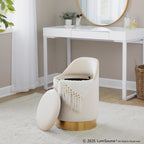 Marla 18" Vanity Stool - Gold Metal, Cream Velvet