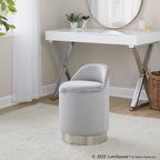 Marla 18" Vanity Stool - Chrome Metal, Silver Velvet