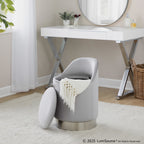 Marla 18" Vanity Stool - Chrome Metal, Silver Velvet