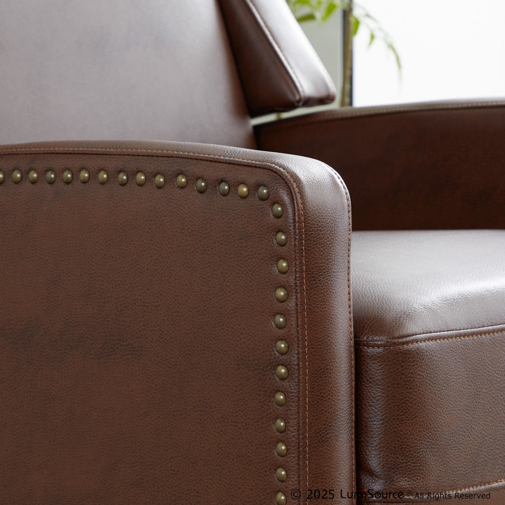 Stanley Recliner - Black Wood, Brown PU