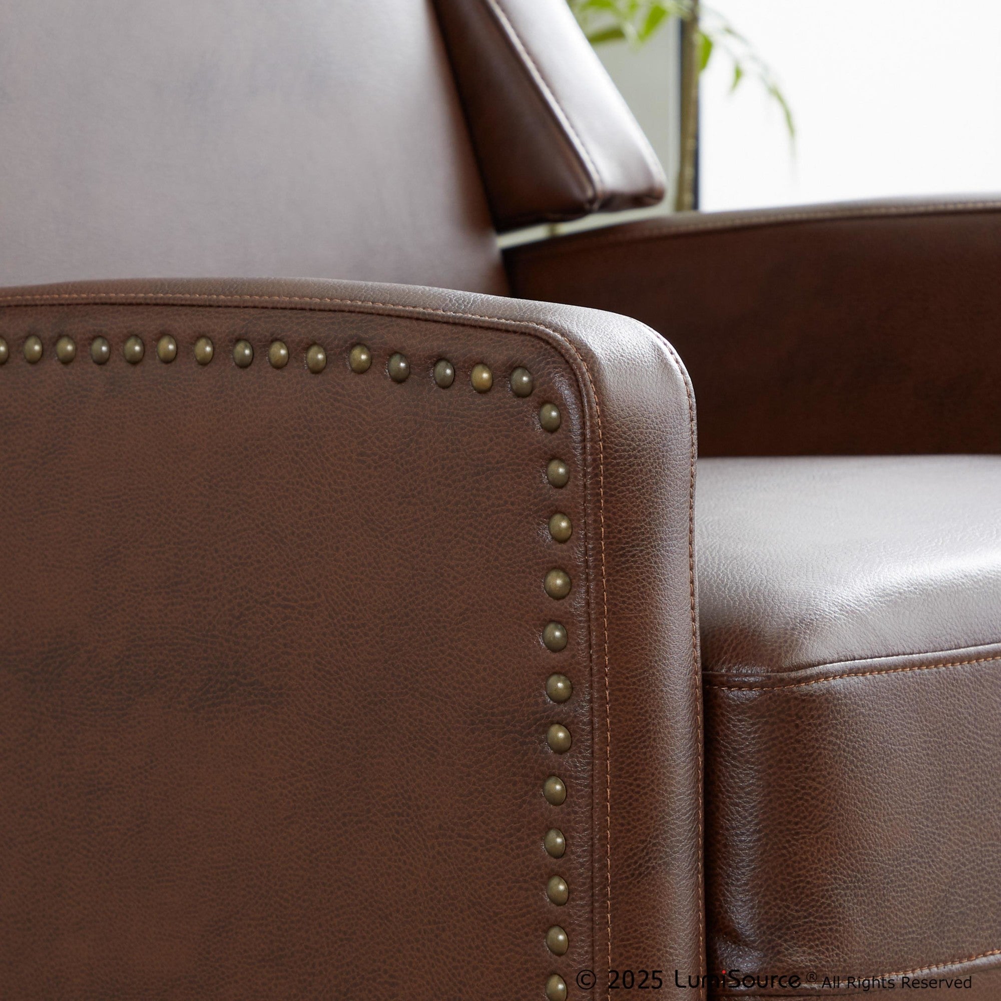 Stanley Recliner - Black Wood, Brown PU