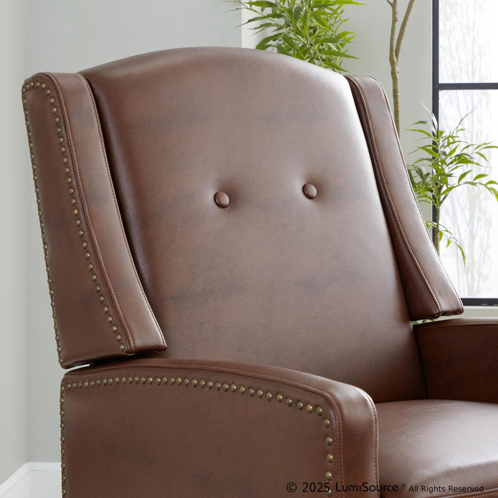 Stanley Recliner - Black Wood, Brown PU
