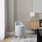 Marla 18" Vanity Stool - Chrome Metal, Silver Velvet