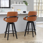Cosmo 26" Fixed-Height Counter Stool - Set of 2 - Black Wood, Camel PU, Black Metal