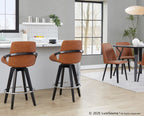 Cosmo 26" Fixed-Height Counter Stool - Set of 2 - Black Wood, Camel PU, Chrome Metal