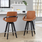 Cosmo 26" Fixed-Height Counter Stool - Set of 2 - Black Wood, Camel PU, Chrome Metal