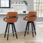 Cosmo 26" Fixed-Height Counter Stool - Set of 2 - Black Wood, Camel PU, Chrome Metal
