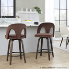 Ava Upholstered 26" Fixed-Height Counter Stool - Set of 2 - Walnut Glazed Wood, Espresso Velvet, Black Metal