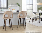 Ava Upholstered 26" Fixed-Height Counter Stool - Set of 2 - Walnut Glazed Wood, Taupe Velvet, Black Metal