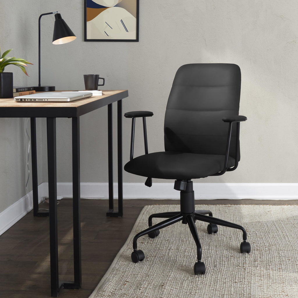 Fredrick Office Chair - Black Metal, Black PU