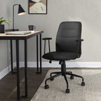 Fredrick Office Chair - Black Metal, Black PU