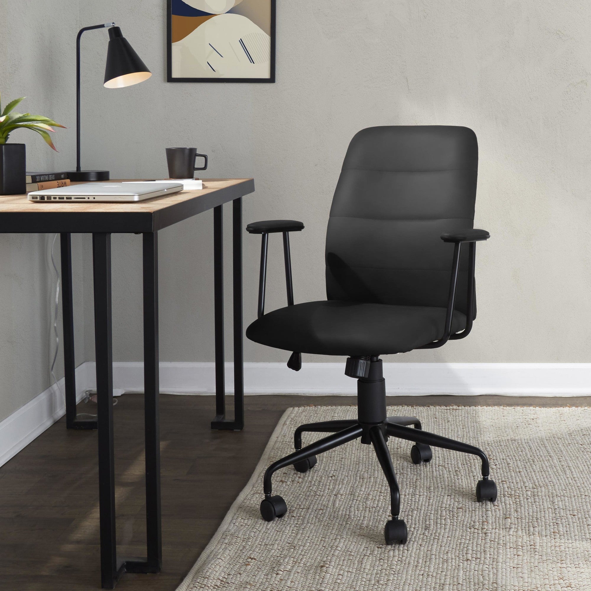 Fredrick Office Chair - Black Metal, Black PU