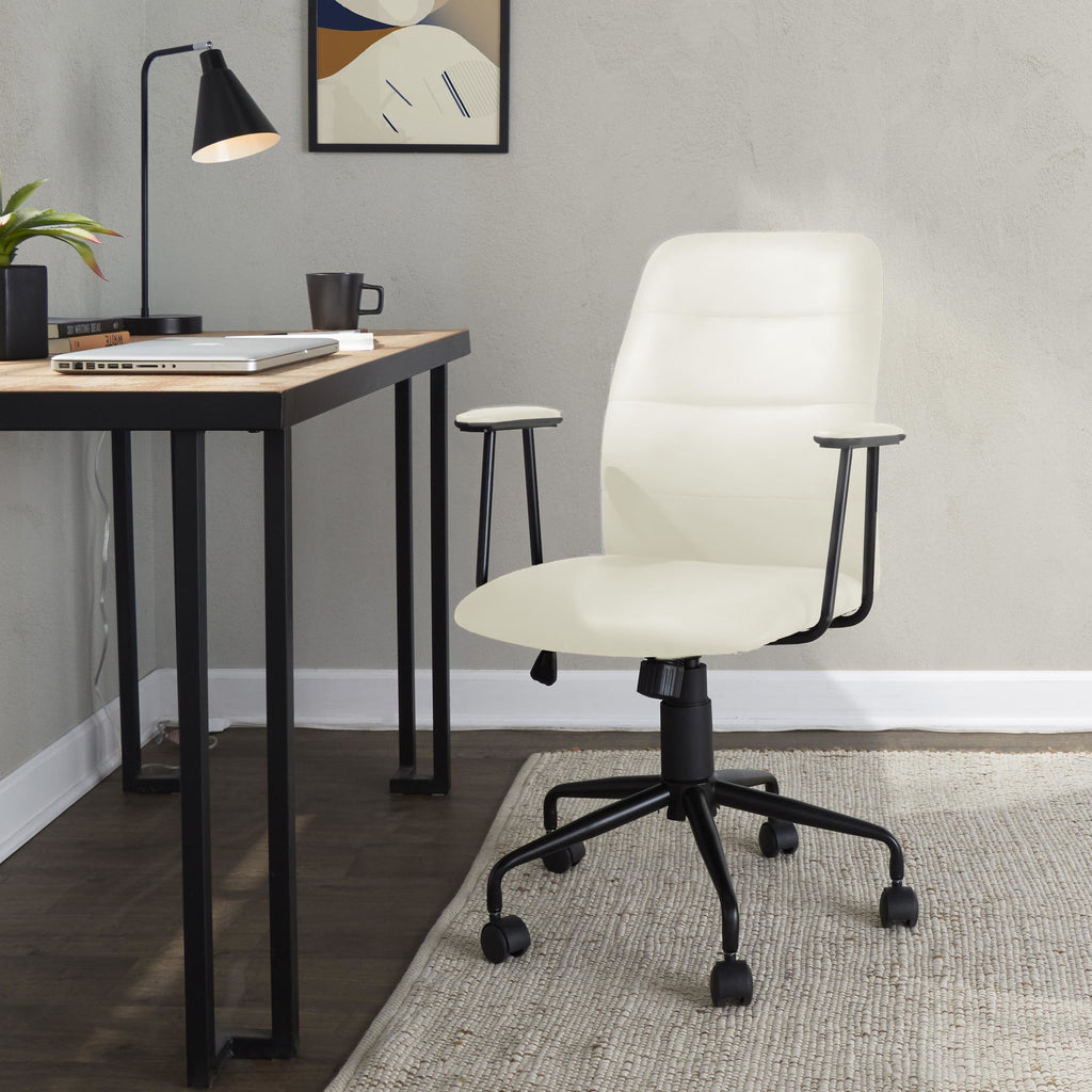 Fredrick Office Chair - Black Metal, Cream PU