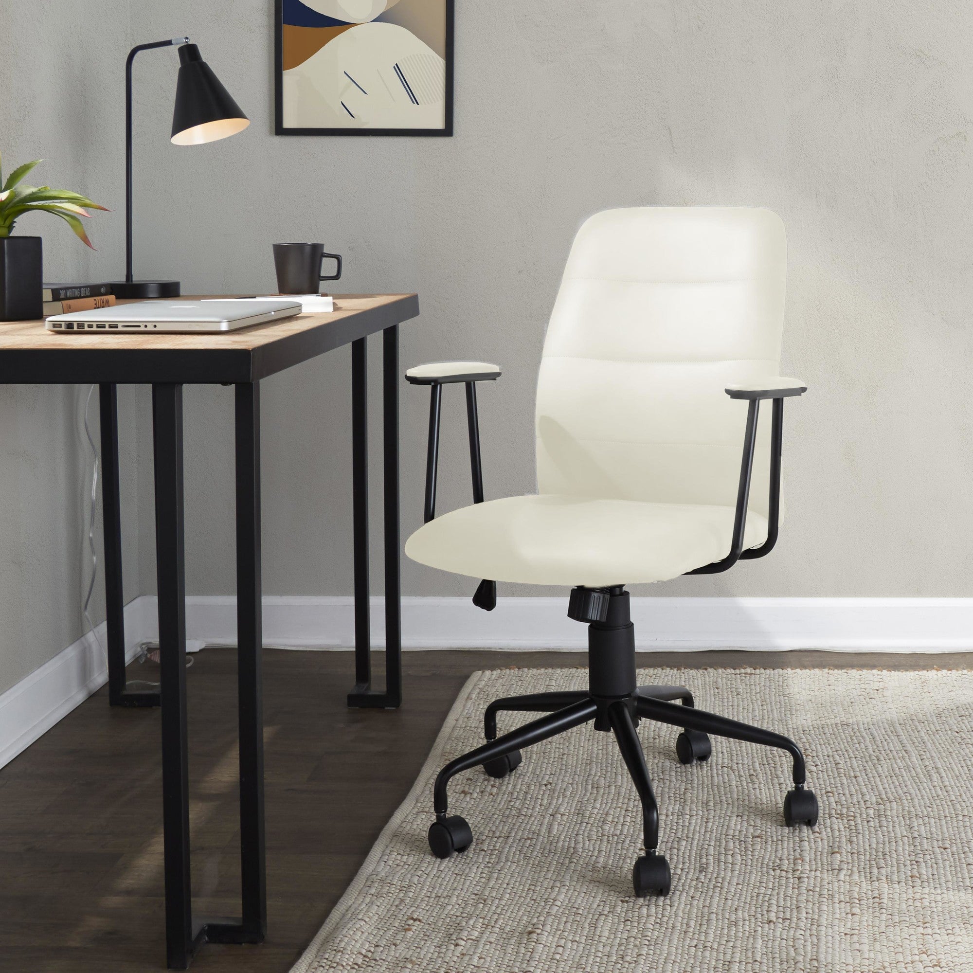 Fredrick Office Chair - Black Metal, Cream PU