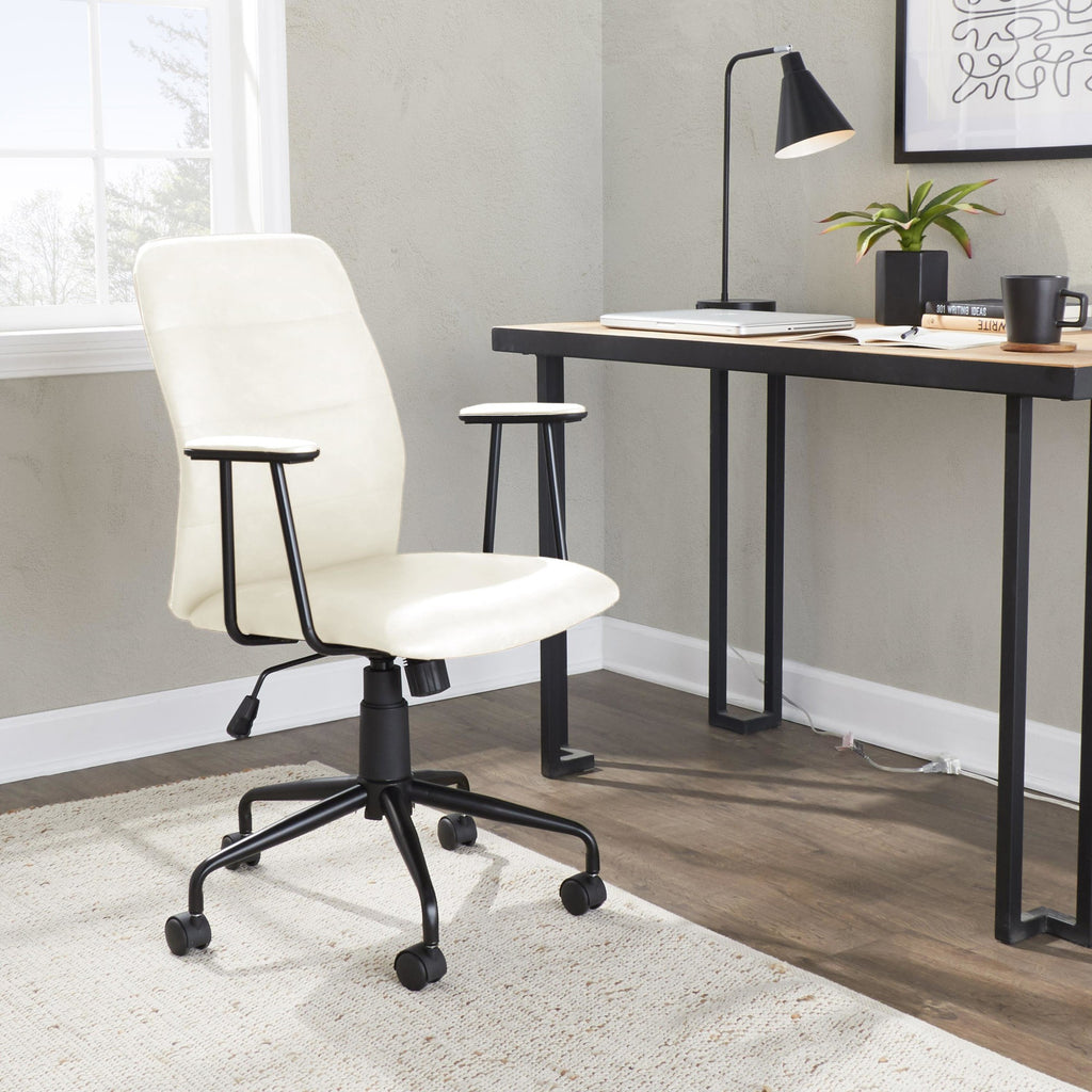 Fredrick Office Chair - Black Metal, Cream PU