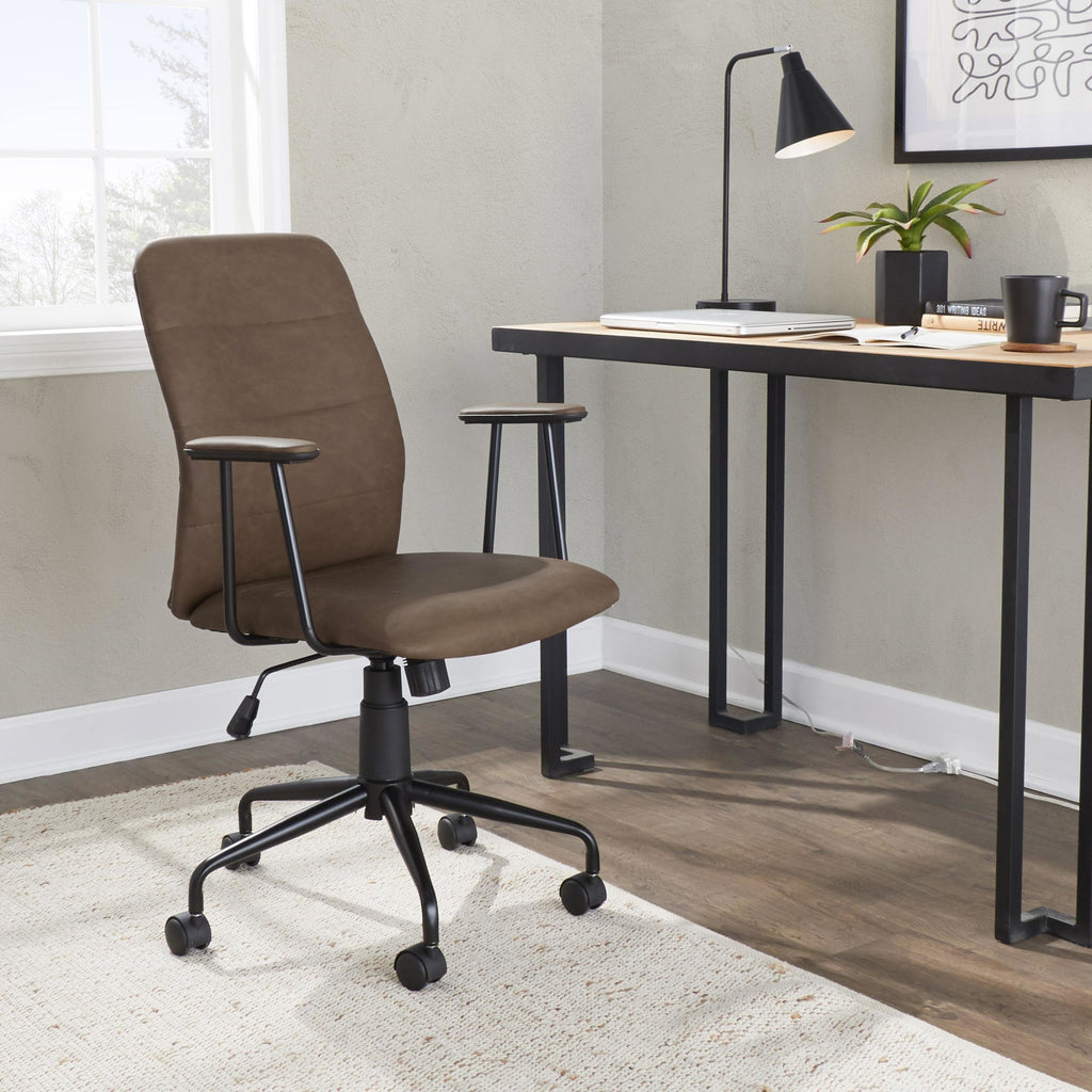 Fredrick Office Chair - Black Metal, Espresso PU