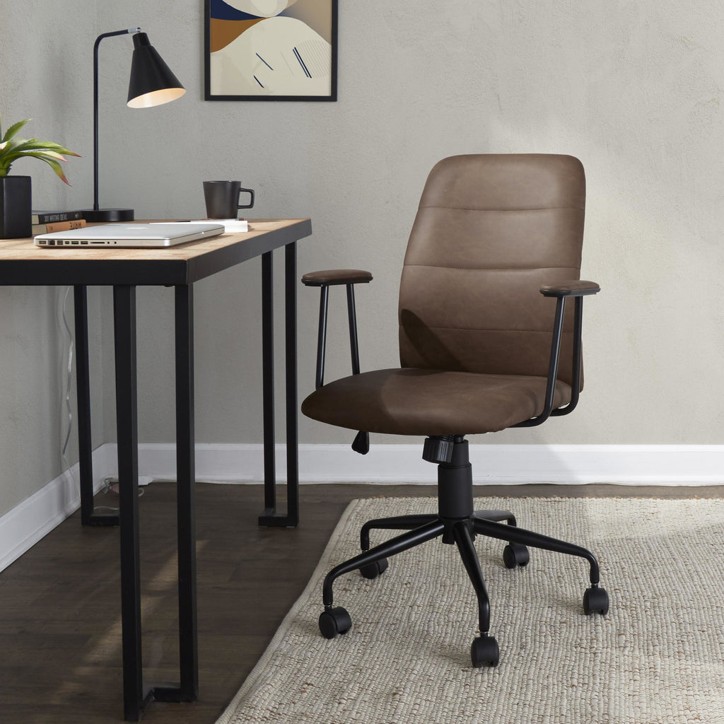 Fredrick Office Chair - Black Metal, Espresso PU
