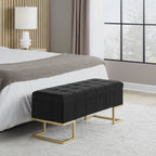 Midas Storage Bench - Gold Metal, Black Velvet