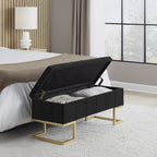 Midas Storage Bench - Gold Metal, Black Velvet