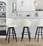 Ahoy Upholstered 30" Fixed-Height Barstool - Set of 2 - Black Wood, Cream Fabric, Black Metal