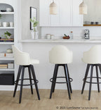 Ahoy Upholstered 30" Fixed-Height Barstool - Set of 2 - Black Wood, Cream Fabric, Black Metal