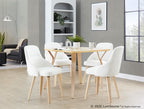York Upholstered Chair - Set of 2 - Natural Wood, White PU