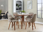 York Upholstered Chair - Set of 2 - Walnut Wood, Brown PU