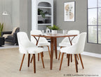 York Upholstered Chair - Set of 2 - Walnut Wood, White PU