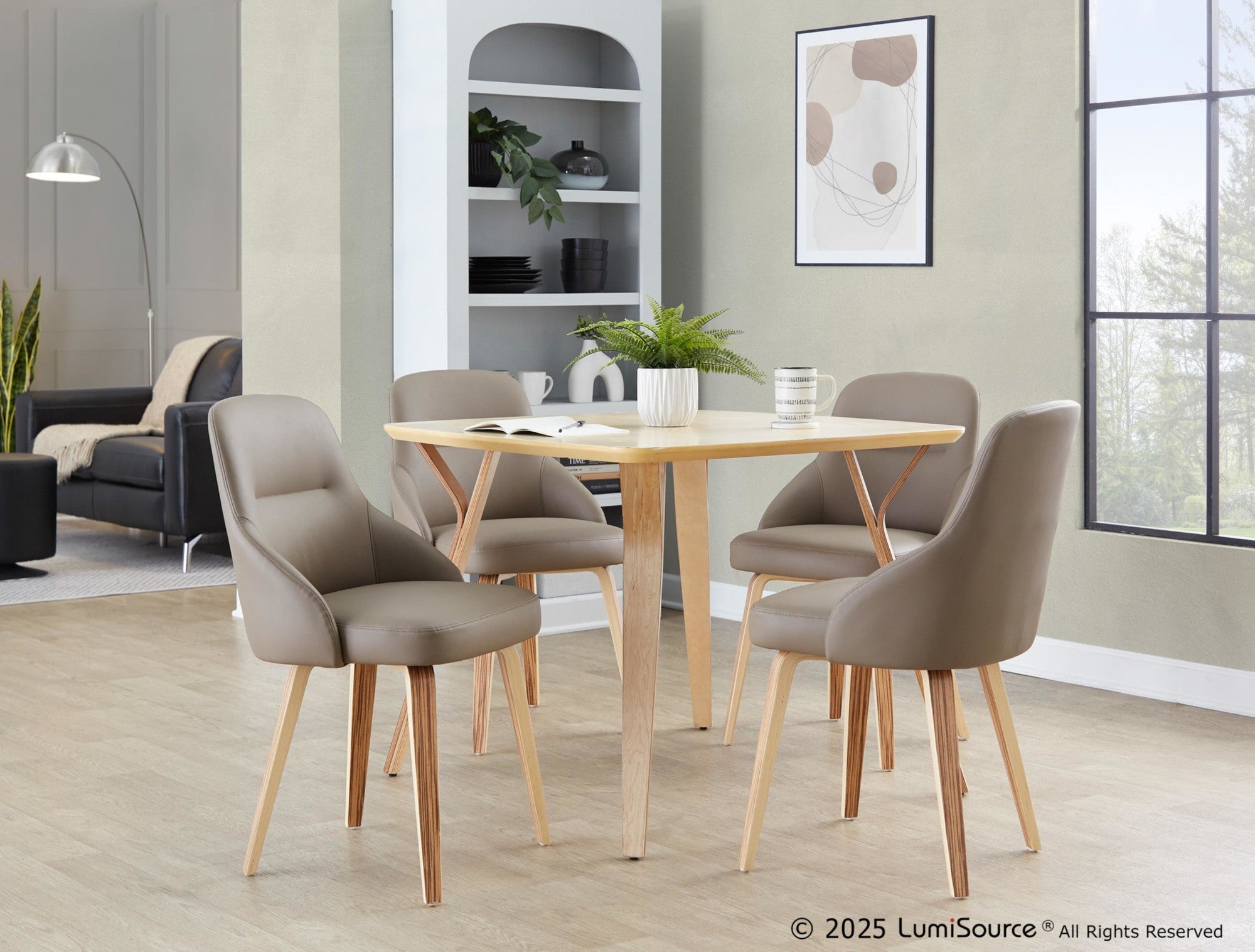 York Upholstered Chair - Set of 2 - Zebra Wood, Brown PU
