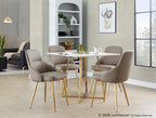 York Upholstered Chair - Set of 2 - Gold Metal, Brown PU