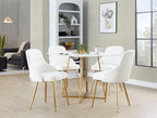 York Upholstered Chair - Set of 2 - Gold Metal, White PU