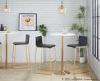 Mara 30" Fixed-Height Barstool - Set of 2 - Gold Steel, Black PU