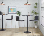 Mara 30" Fixed-Height Barstool - Set of 2 - Stainless Steel, Black PU