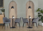 Boyne Chair - Set of 2 - Black Metal, Dark Grey Fabric