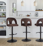 Ava Upholstered Adjustable Barstool - Set of 2 - Black Metal, Espresso Velvet