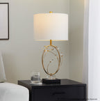 Crystal Buds 25" Table Lamp - Set of 2 - Black Metal, Clear Crystal, Gold Metal, Off-white Linen