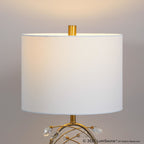 Crystal Buds 25" Table Lamp - Set of 2 - Black Metal, Clear Crystal, Gold Metal, Off-white Linen