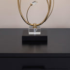 Crystal Buds 25" Table Lamp - Set of 2 - Black Metal, Clear Crystal, Gold Metal, Off-white Linen