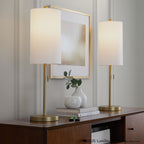 Bounty 32" Metal Buffet Lamp With Usb - Set of 2 - Gold Metal, White Linen