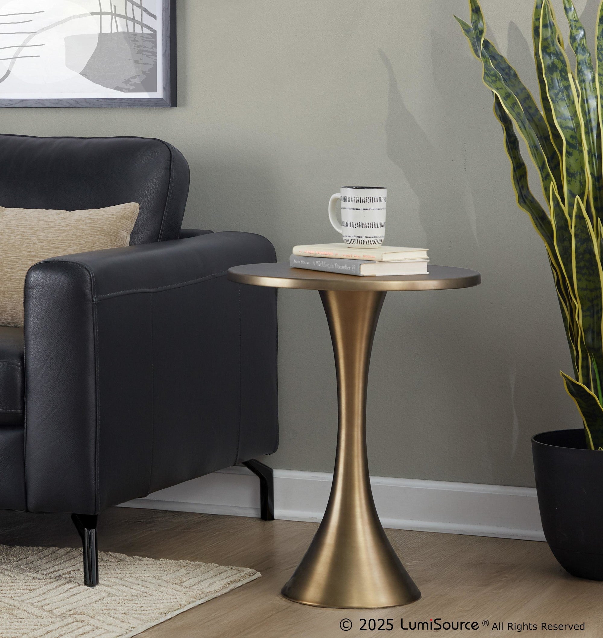 Lenuxe 24" Metal Accent Table - Matte Golden Bronze
