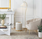 Tania Accent Chair - Gold Metal, Champagne Velvet