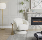 Zara Upholstered Swivel Accent Chair With Pillow - White Fabric