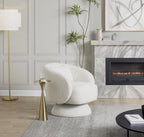 Zara Upholstered Swivel Accent Chair With Pillow - White Fabric