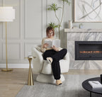 Zara Upholstered Swivel Accent Chair With Pillow - White Fabric