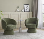 Fran Swivel Accent Chair - Green Fabric