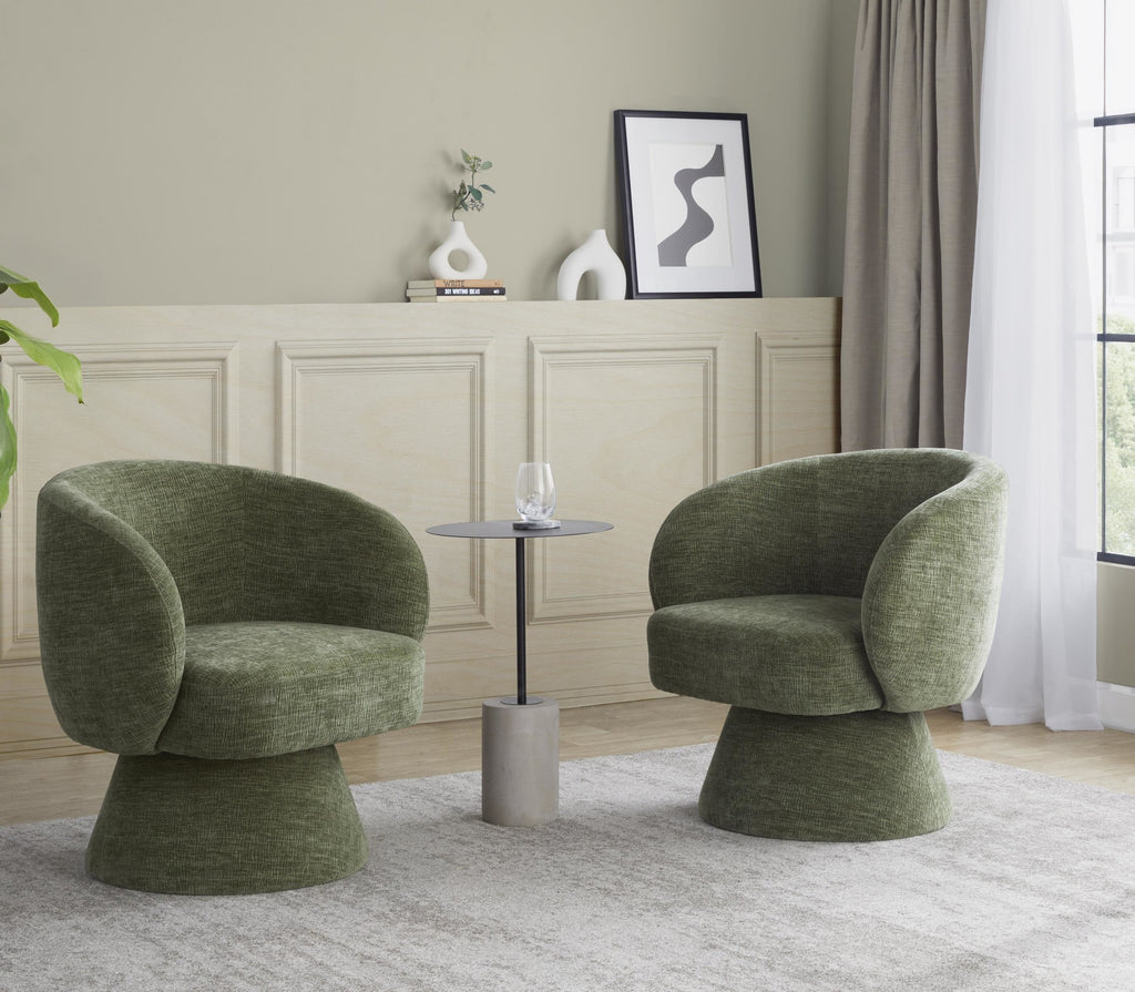 Fran Swivel Accent Chair - Green Fabric