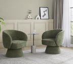 Fran Swivel Accent Chair - Green Fabric