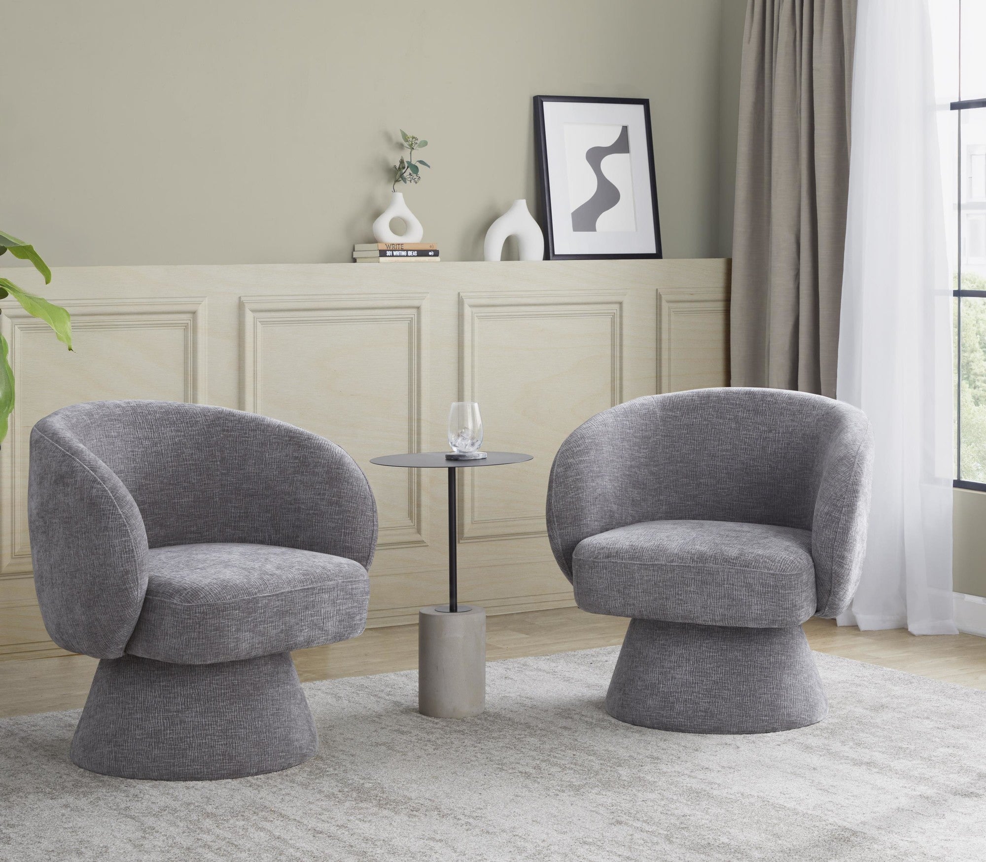 Fran Swivel Accent Chair - Grey Fabric