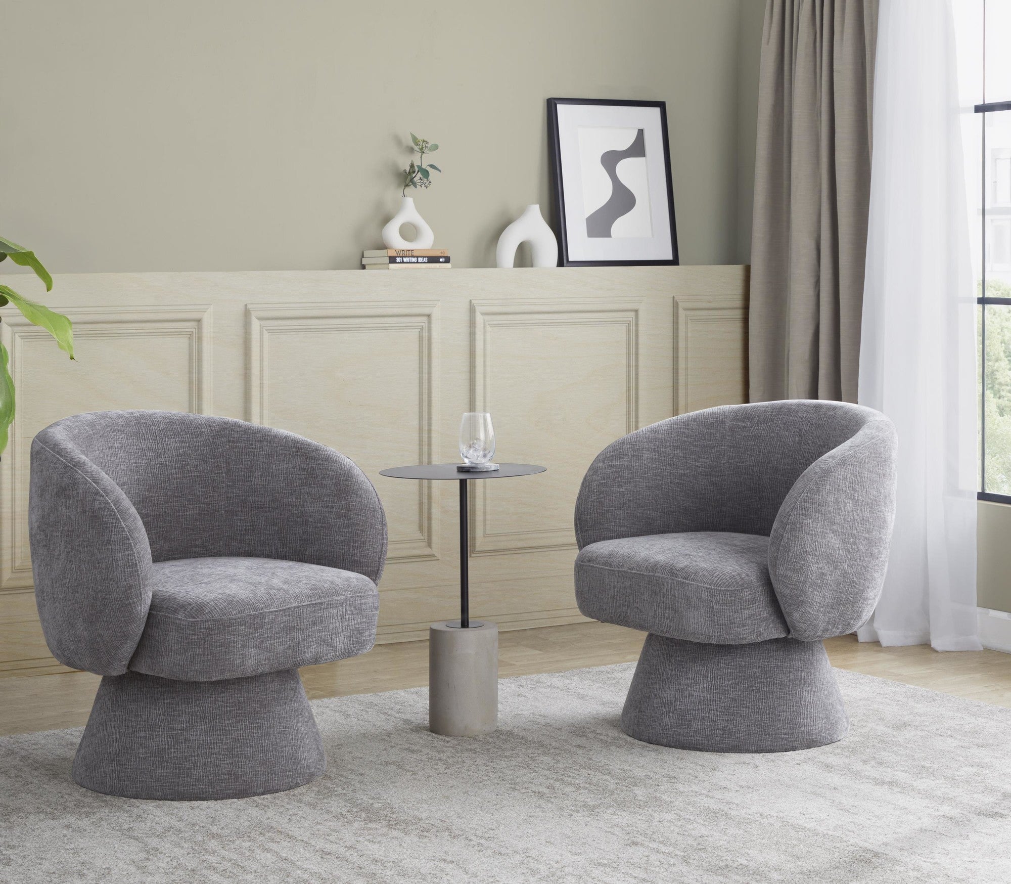 Fran Swivel Accent Chair - Grey Fabric