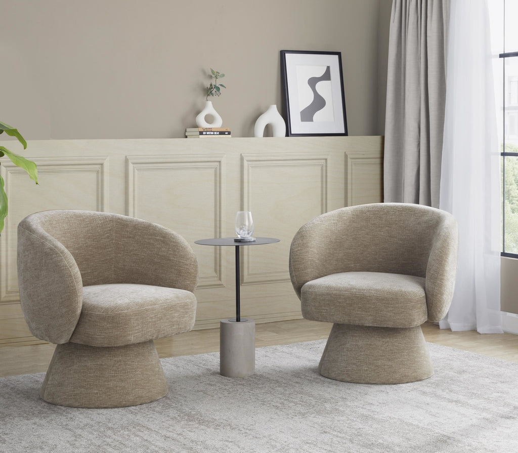 Fran Swivel Accent Chair - Light Brown Fabric